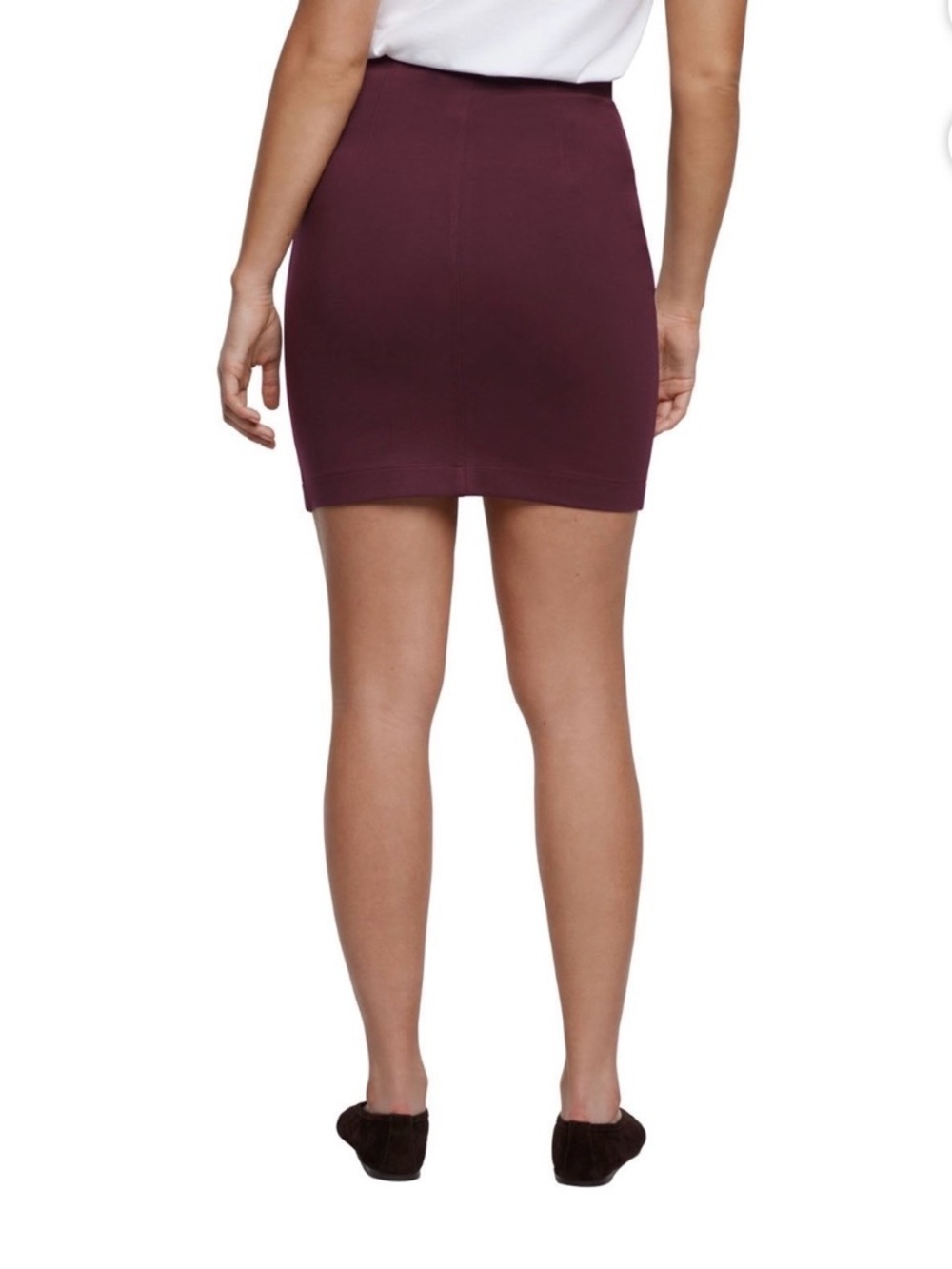 Express Burgandy Ponte Mini Skirt - Picture 2 of 6